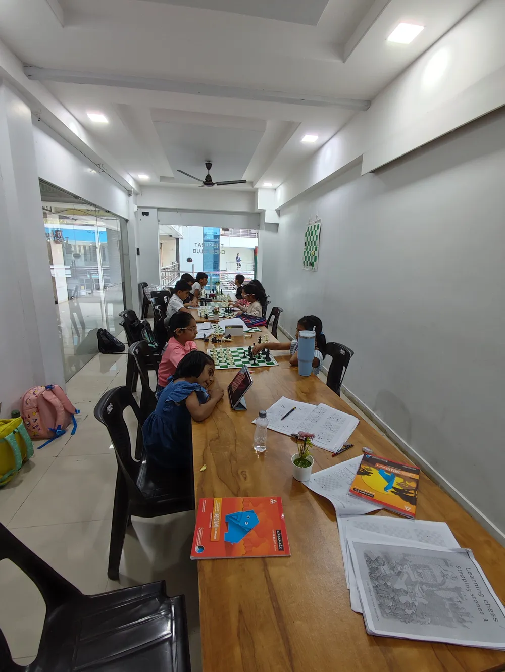 Students at the Surat Chess Club academy in Vesu, Surat