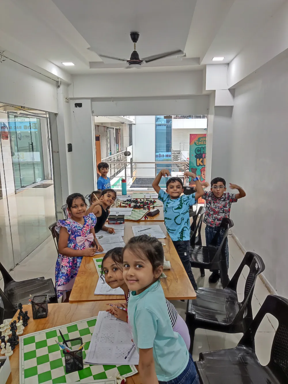 Kids at a chess class at Surat Chess Club in Vesu, Surat
